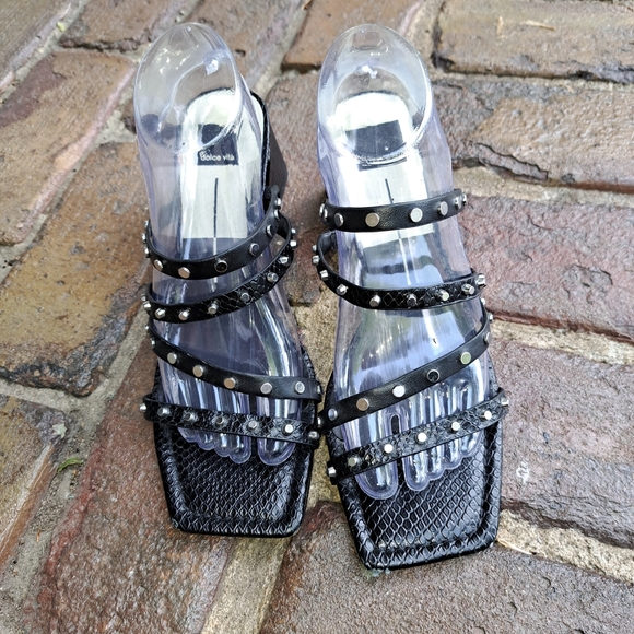 Dolce Vita Black Strappy Heels with Silver Accents B1 - Picture 2 of 10